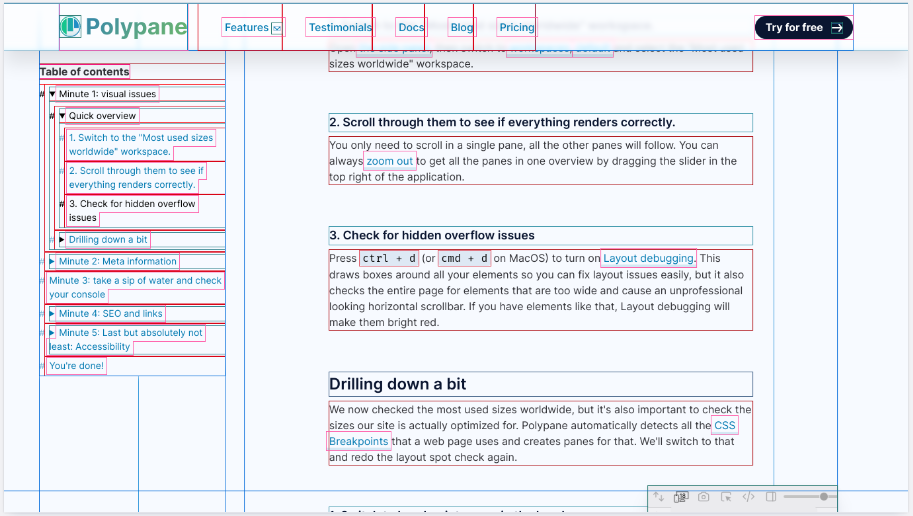 Layout debugging preview