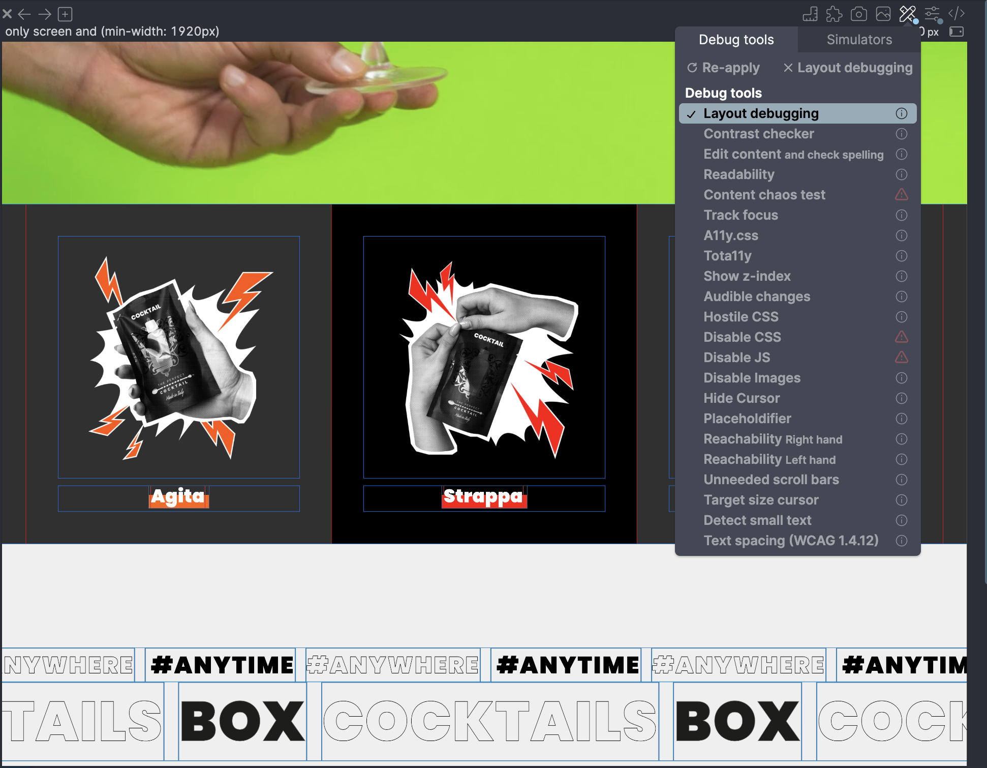 layout debugging in Polypane.