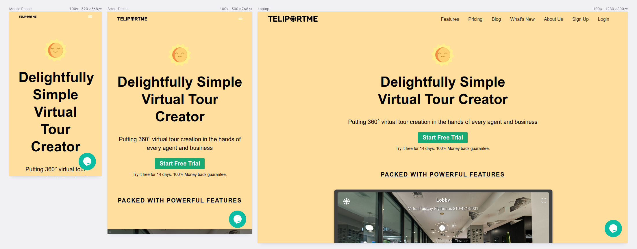 overview of Teliportme's feature page