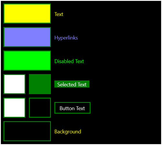 Color Palette for High Contrast #1