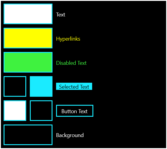 Color Palette for High Contrast Black