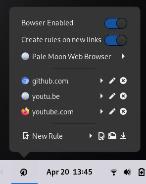 Bowser gnome extension popup