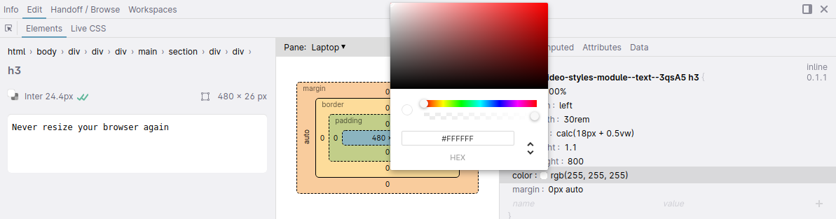 Polypane element inspector