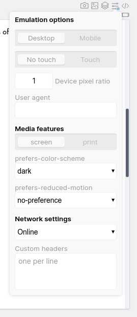 Media feature options