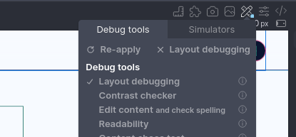 The new debug tool button configuration.