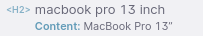 An element with accessible name 'macbook pro 13 inch' but text content 'MacBook Pro 13'.