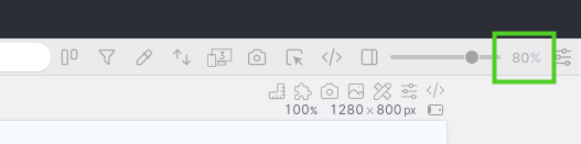 Zoom percentage in the Polypane UI.