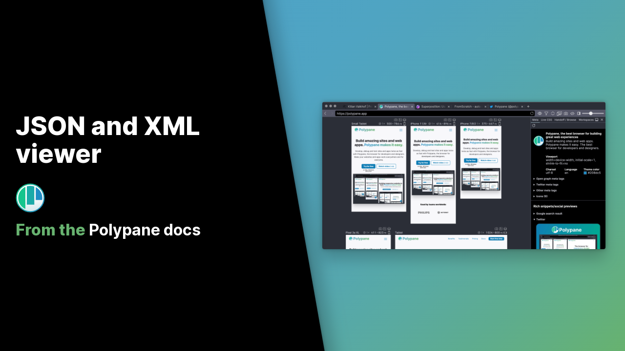 JSON and XML viewer | Polypane