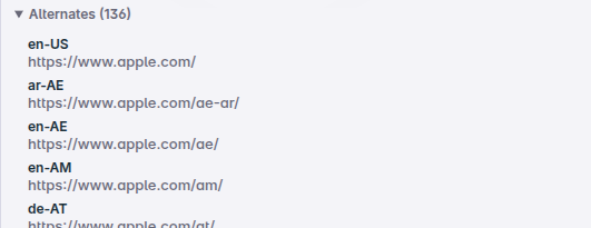 Alternates in Meta panel