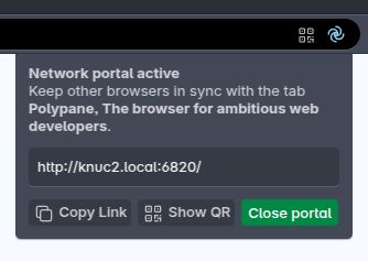 Portal popup showing an mDNS domain name