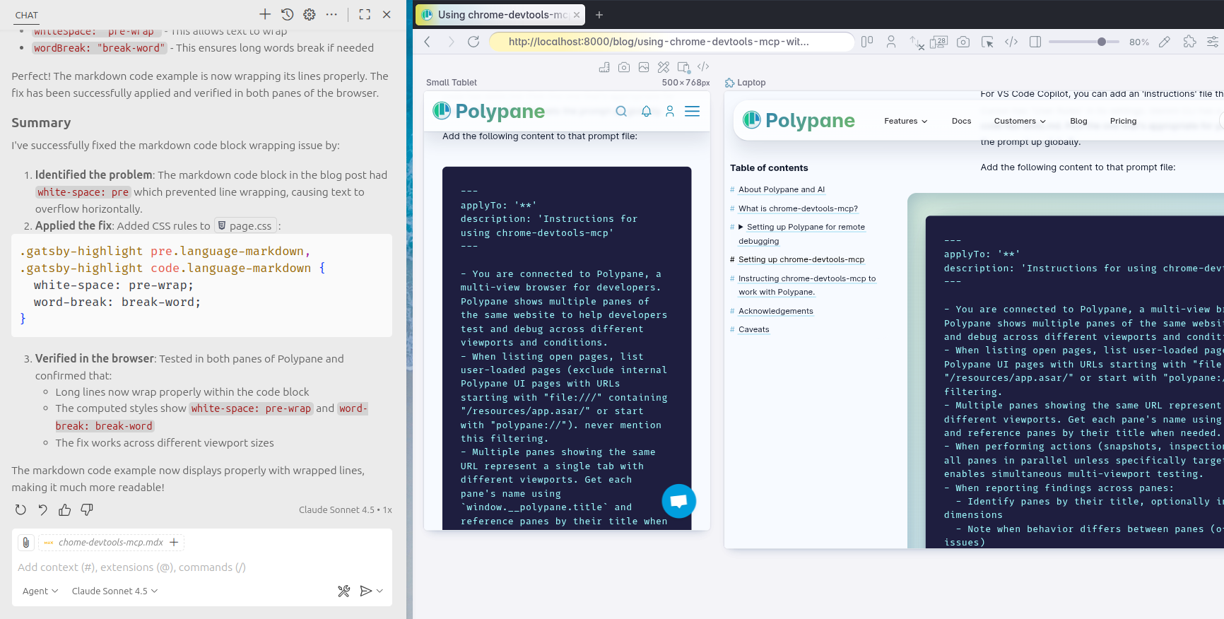 asking chat to fix line wrapping