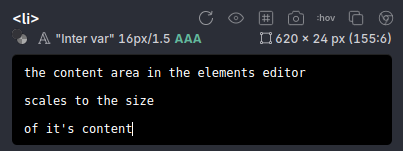 The content area in the elements editor
