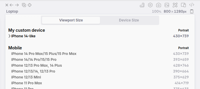 A custom category at the top of the device list