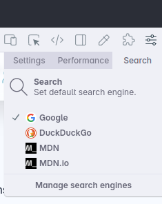 Default search selection