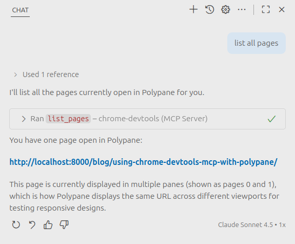 asking chat to list pages