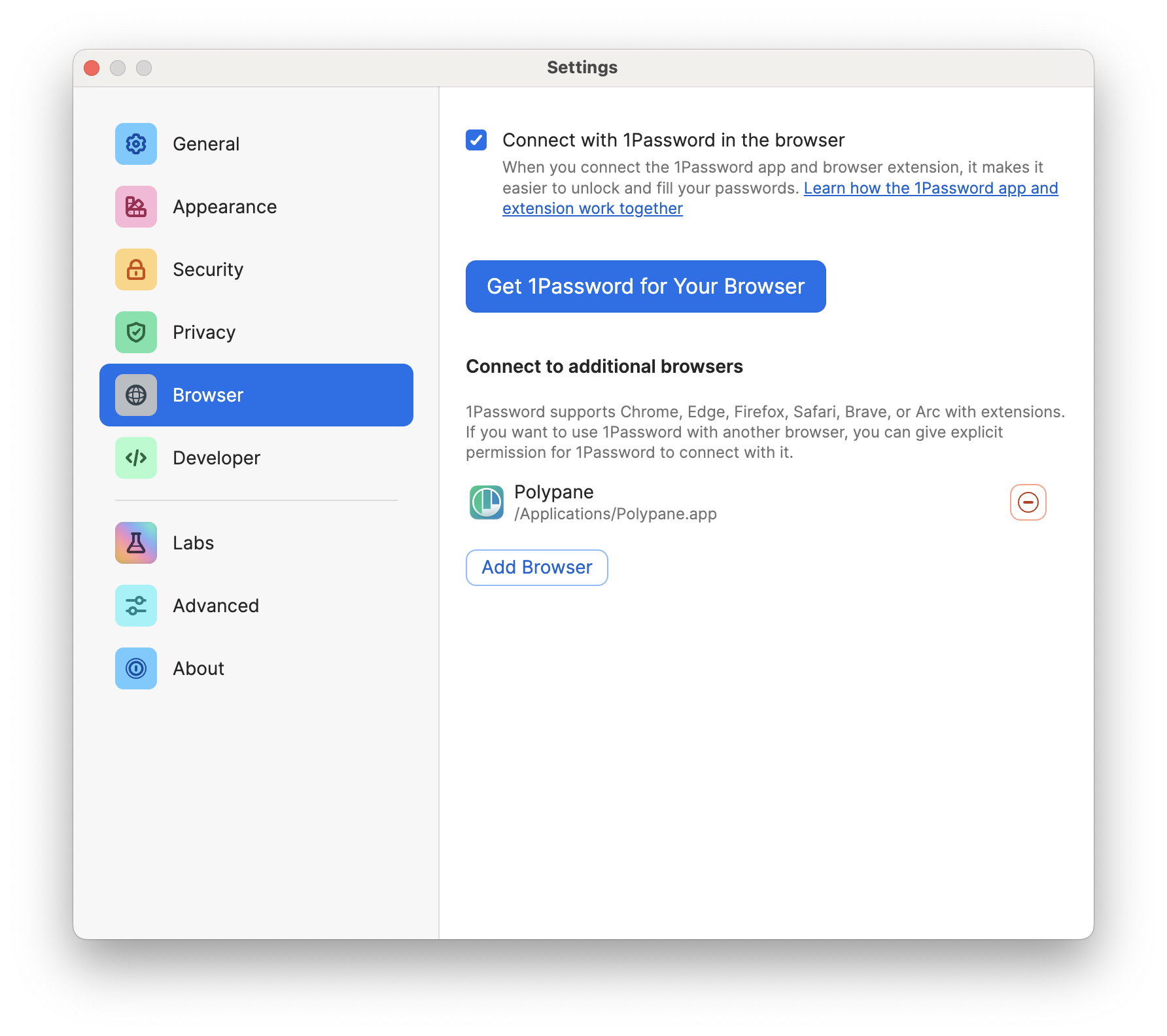 1Password Macos settings