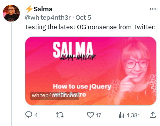The same post in Tweetdeck with the overlay sitting in front of the text inside the image