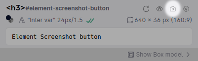 Element inspector with the screenshot button highlighted