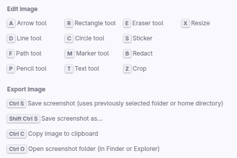 Overview of shortcuts