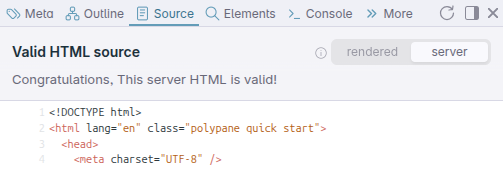 Server-sent HTML view in the sources panel
