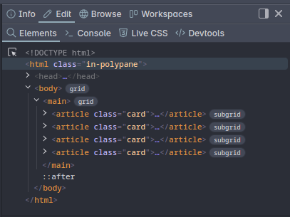 Subgrid badges in the Elements Panel