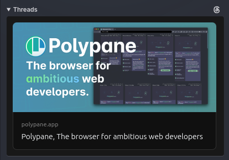 Threads preview of Polypane.app