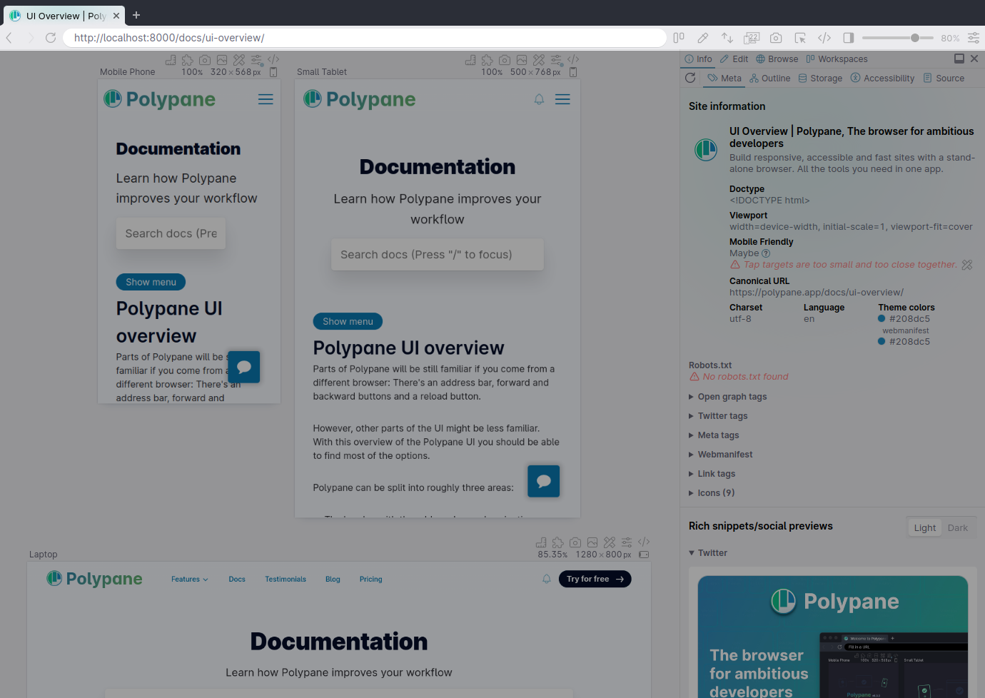 Polypane header